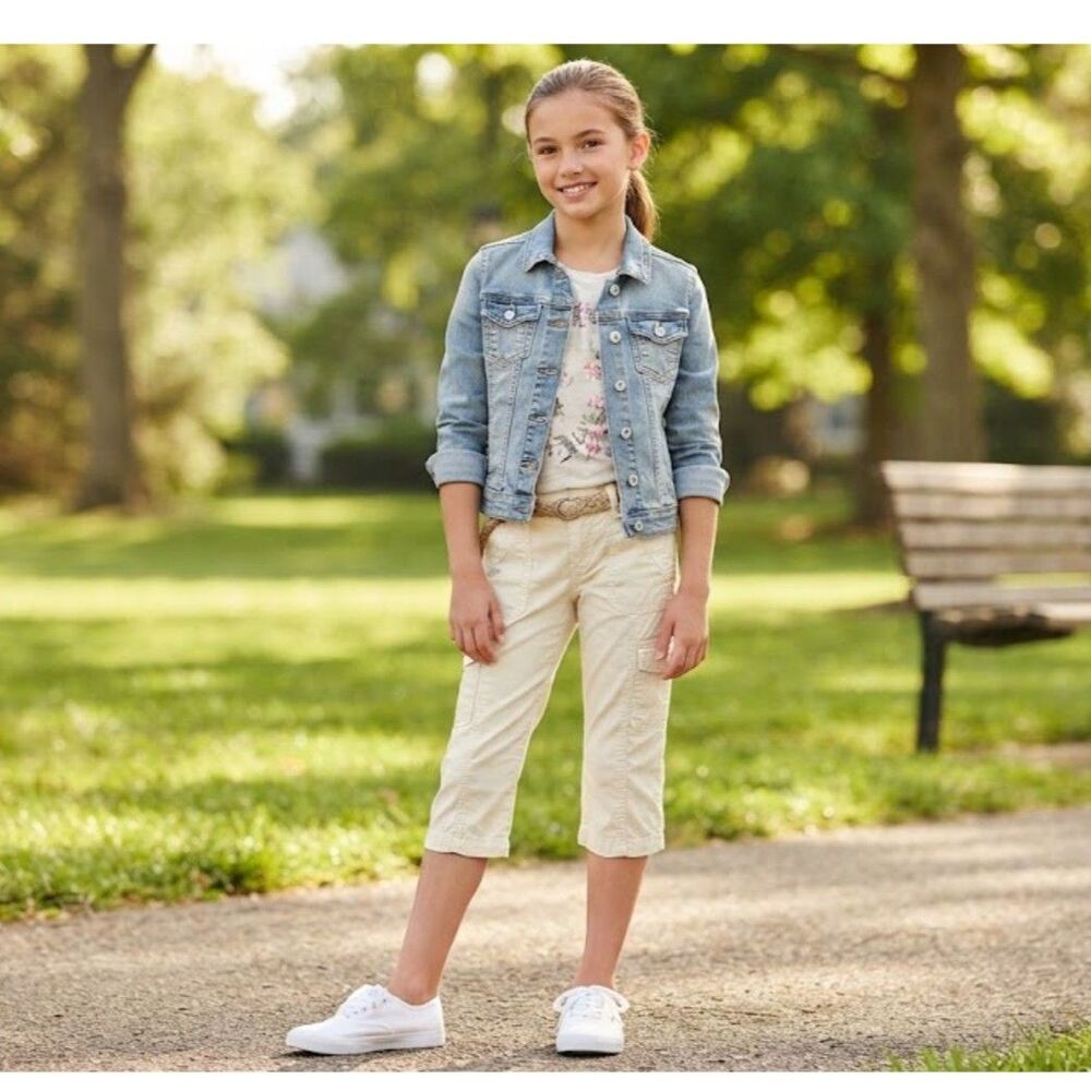 Justice Girl's Cream Capri Trousers